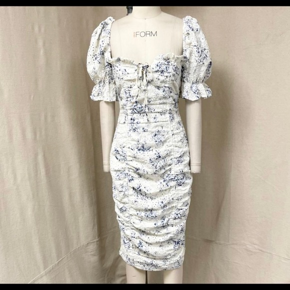 NEW SEASON Lavish Alice broderie gathered strappy back midi in porcelain - Picture 7 of 9